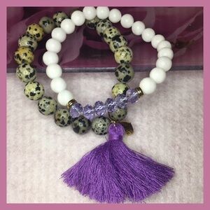 Damatian Tassel & White Beads Bracelets OSFM BNWOT